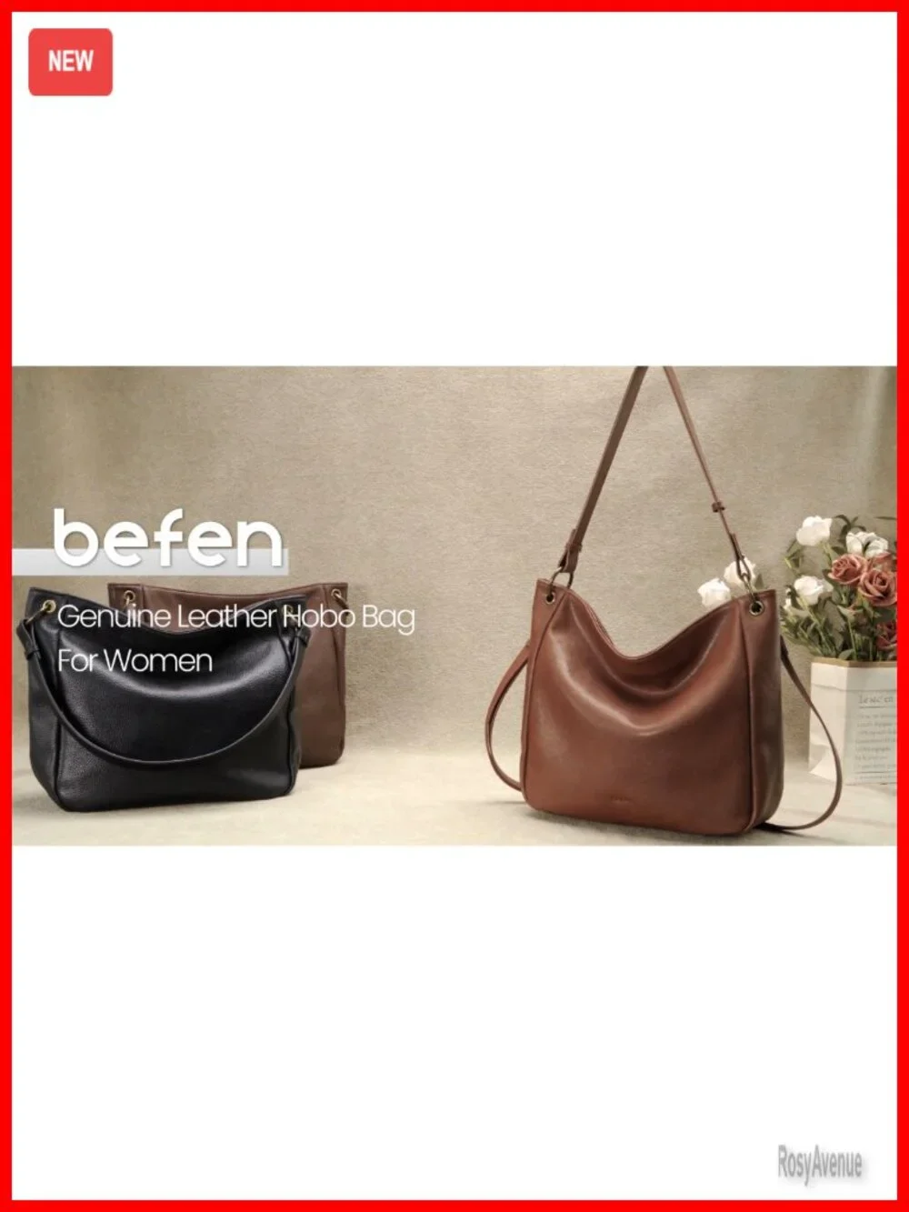 Genuine Leather Hobo Crossbody Bag Women Vintage Soft Shoulder Handbag 2 Straps